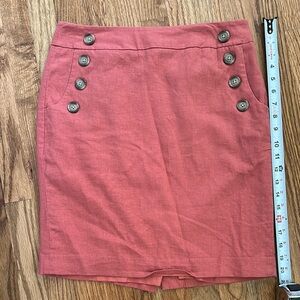 Button-Accent Coral Skirt